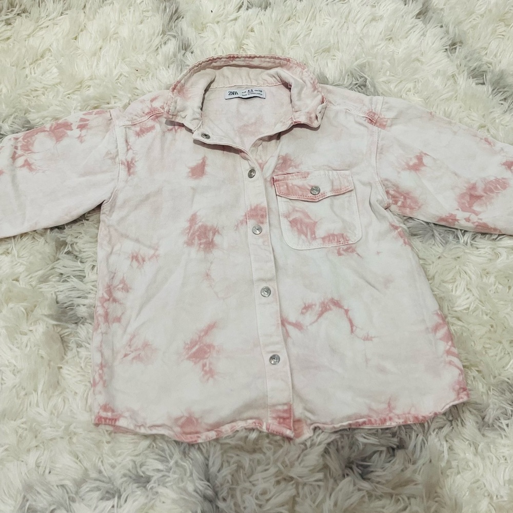 Zara Kids Pink Tie-Dye Button Down Shirt